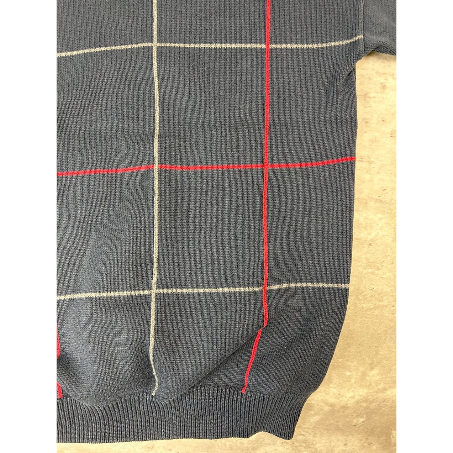 Vintage Nautica Embroidered Logo Checkered Knit Sweater Size XXL