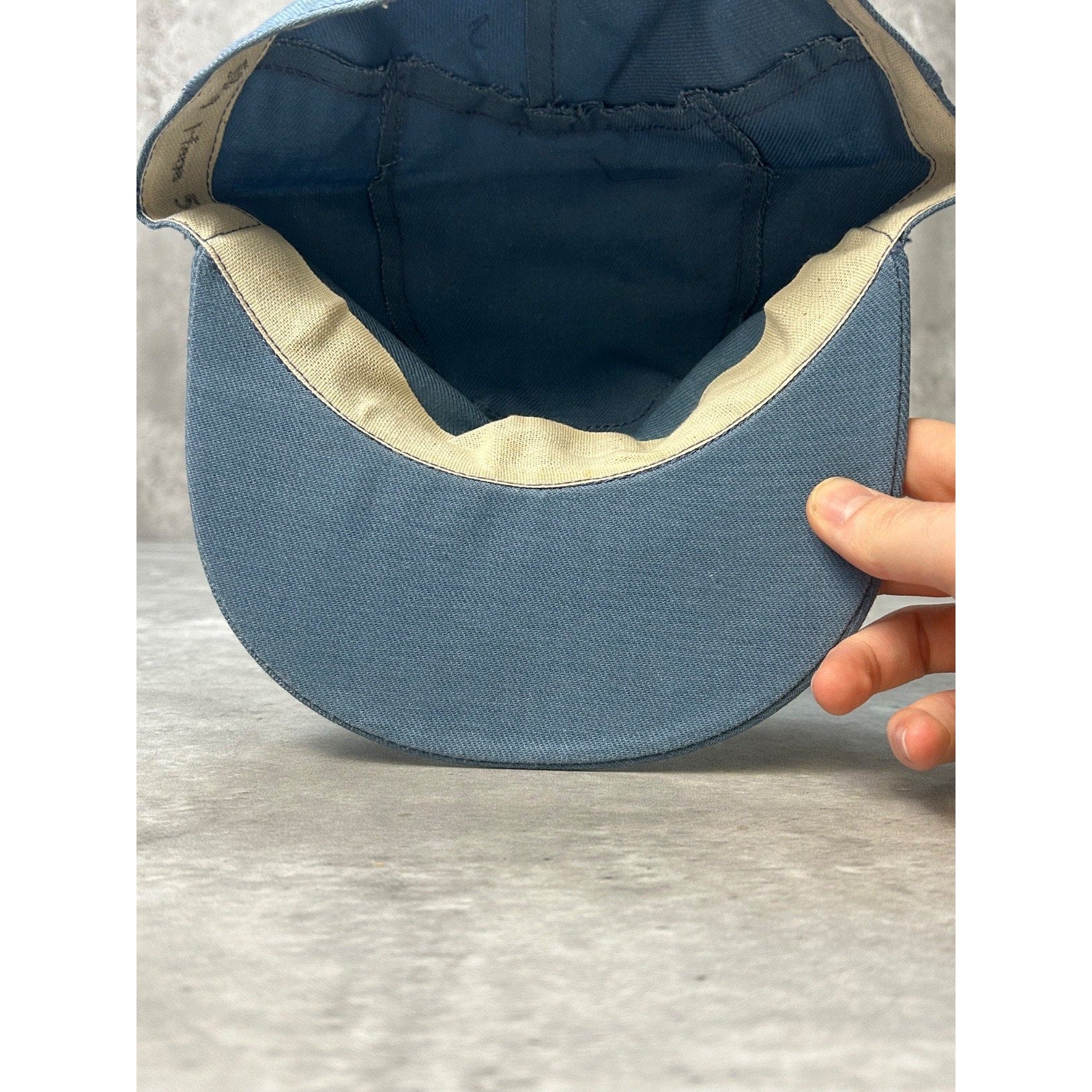 Vintage 1969 5 Panel Steel Blue Fitted Hat Size 7