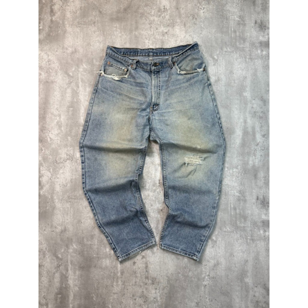 Vintage 90s Levis Red Tab Distressed Light Wash Denim Pants Size 36