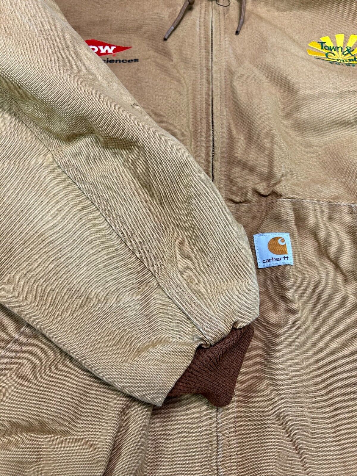 Carhartt Thermal Lined Canvas Workwear Hooded Bomber Jacket Size XL Made In USA