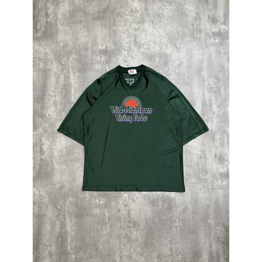 Vintage 90s Mid Michigan Rising Force Nylon Basketball T-Shirt Jersey Size Large