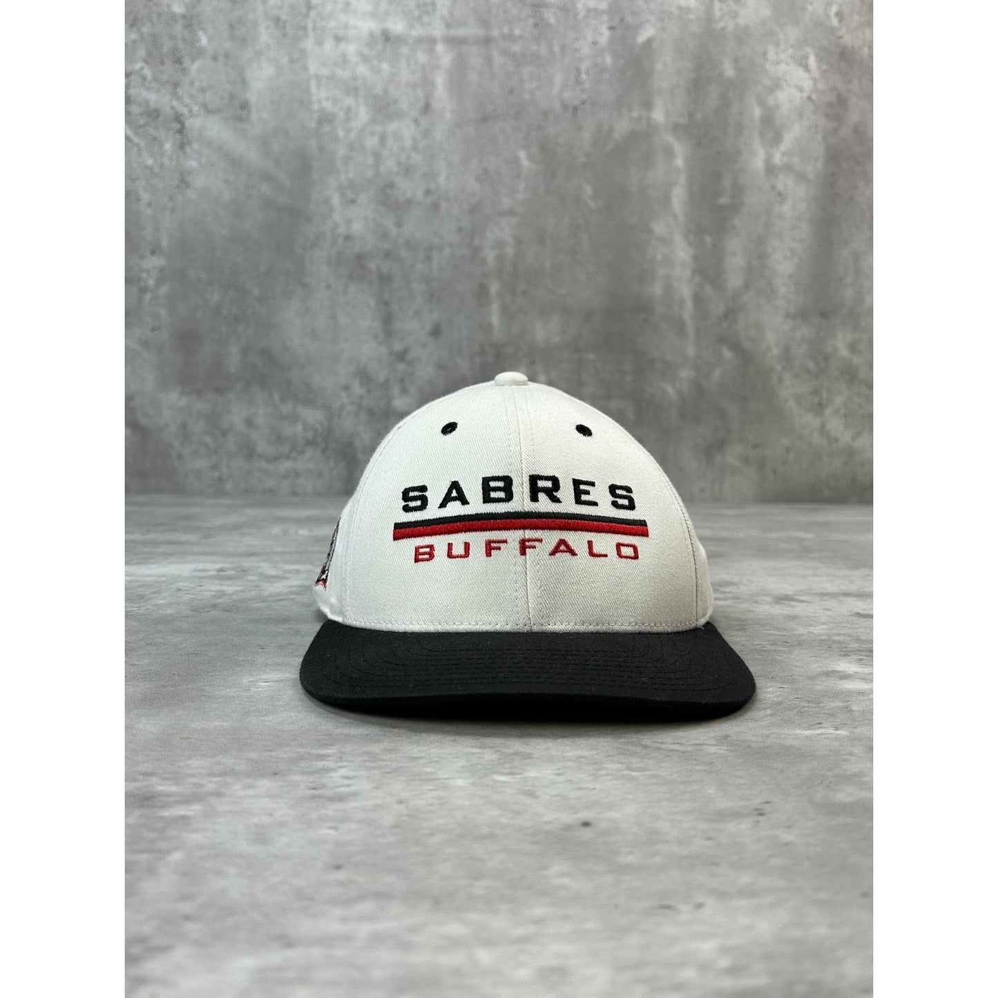 Vintage 90s Buffalo Sabres NHL Embroidered Goat Head Spellout Snapback Hat OSFA