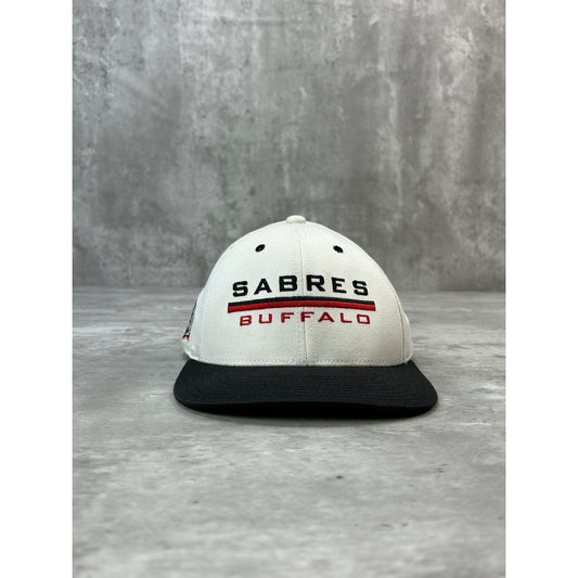 Vintage 90s Buffalo Sabres NHL Embroidered Goat Head Spellout Snapback Hat OSFA