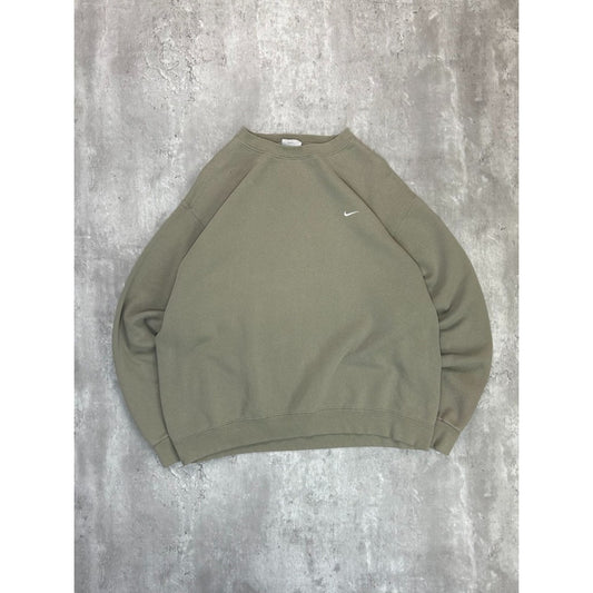 Vintage 2000s Nike Embroidered Mini Swoosh Earth Tone Sweatshirt Size Large
