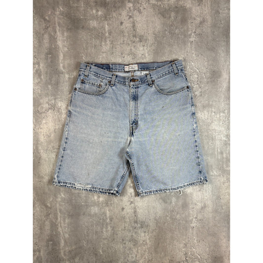 Vintage Levis Strauss Relaxed Fit Light Wash Denim Shorts Size 38 Blue