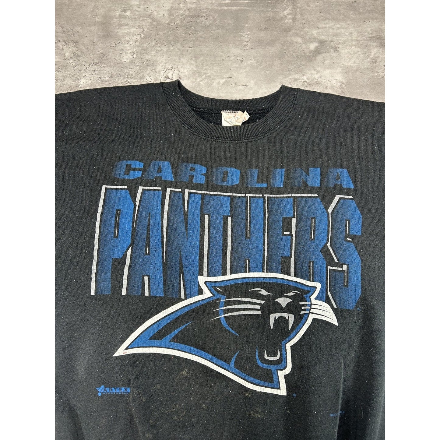 Vintage 90s Carolina Panthers NFL Big Graphic Logo Football Sweatshirt Sz Large