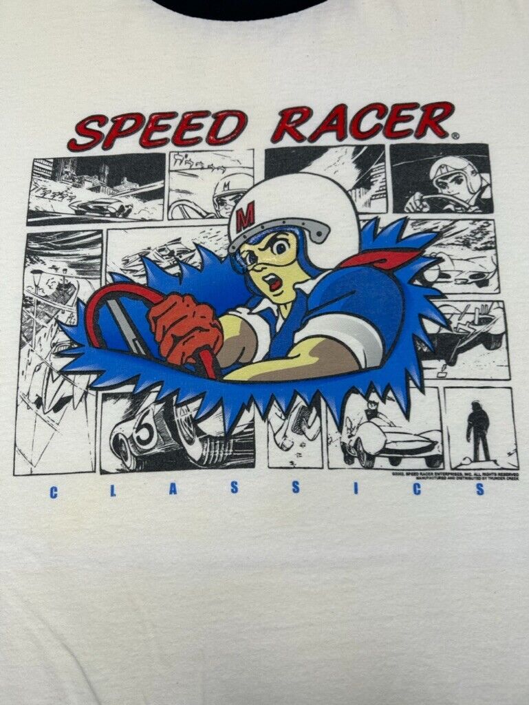 Vintage 2002 Speed Racer Classics Anime Promo Graphic Ringer T-Shirt Size XL