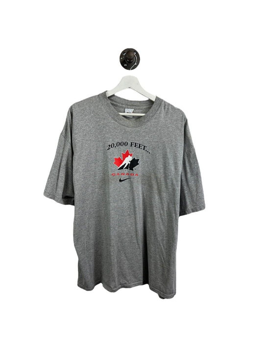 Vintage 90s Nike Team Canada 20,000 Feet Ready And Willing T-Shirt Size XL Gray