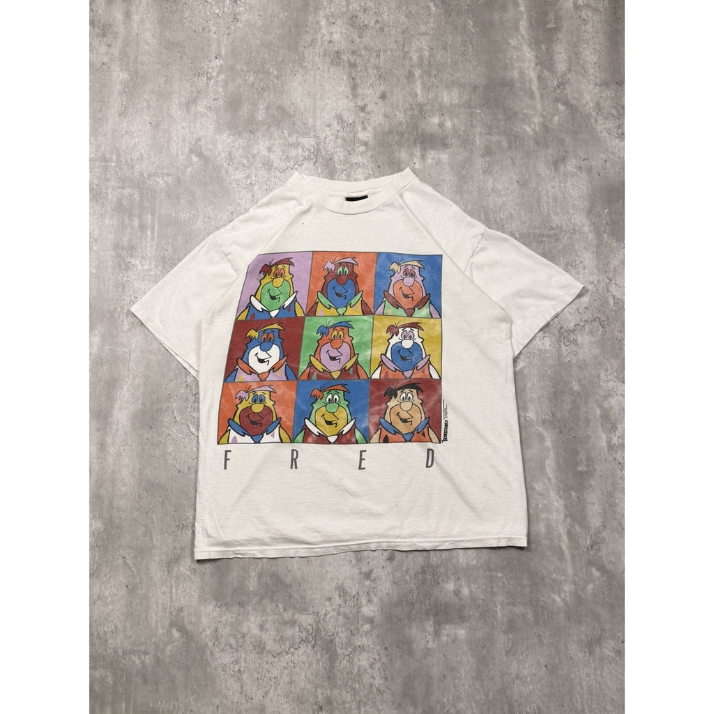 Vintage 1991 Fred Flintstone Warhol Style Cartoon Graphic T-Shirt Size Large
