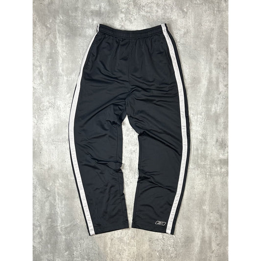 Vintage Y2K Reebok Embroidered Logo Nylon Track Pants Size XL Black