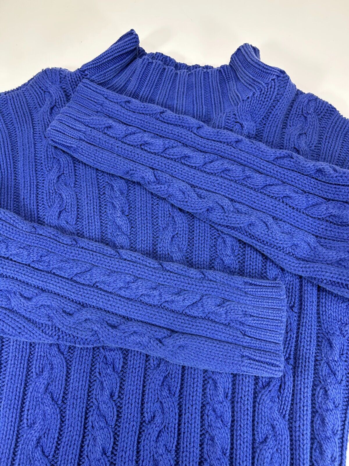 Vintage 90s Ralph Lauren Country Cable Knit Mock Neck Knit Sweater Size Large