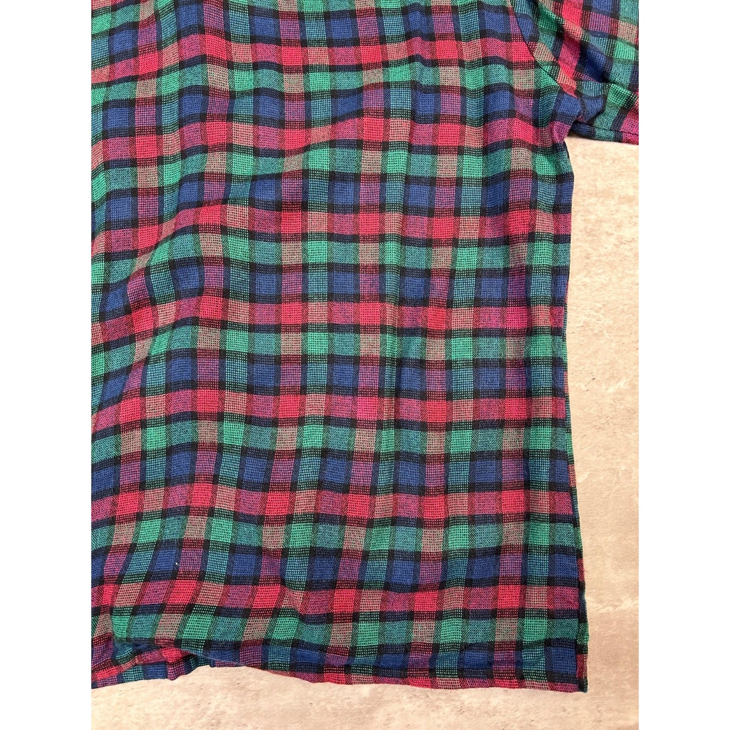 Vintage 90s Van Heusen Plaid Double Pocket Long Sleeve Button Up Shirt Sz Large