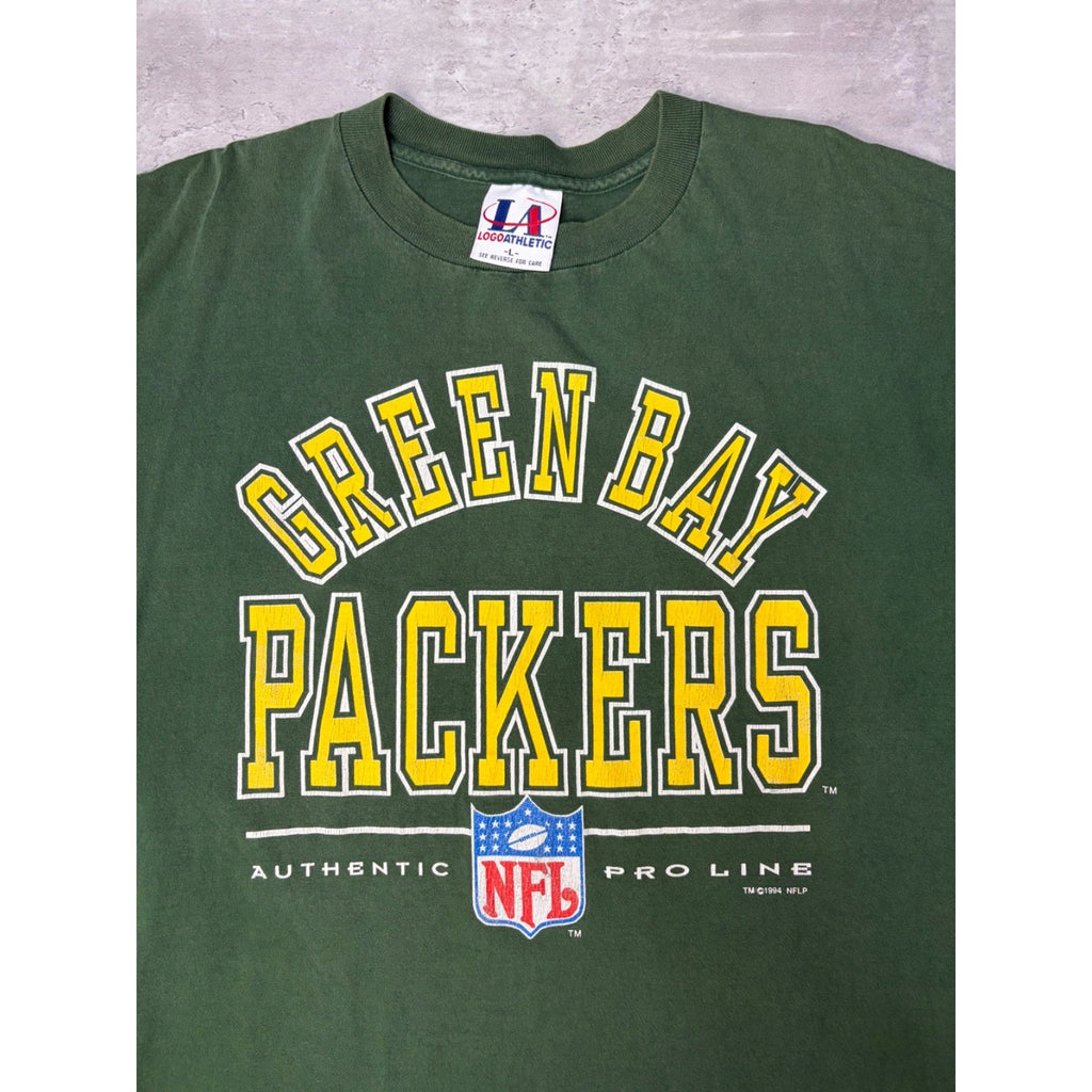 Vintage 1994 Green Bay Packers NFL Spellout Graphic Football T-Shirt Size Large