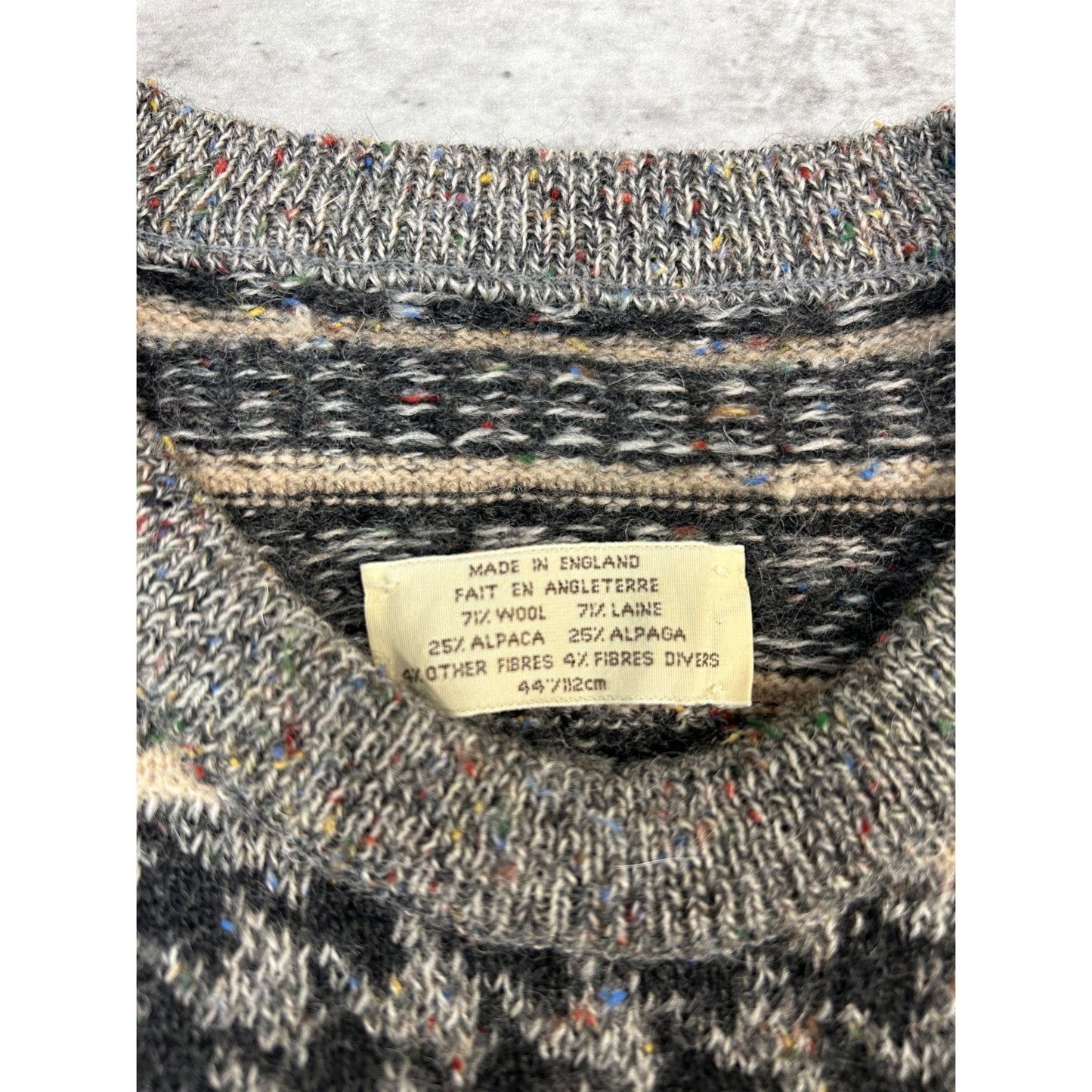 Vintage 80s/90s Abstract Print Pullover Ribbed Knit Sweater Size XL