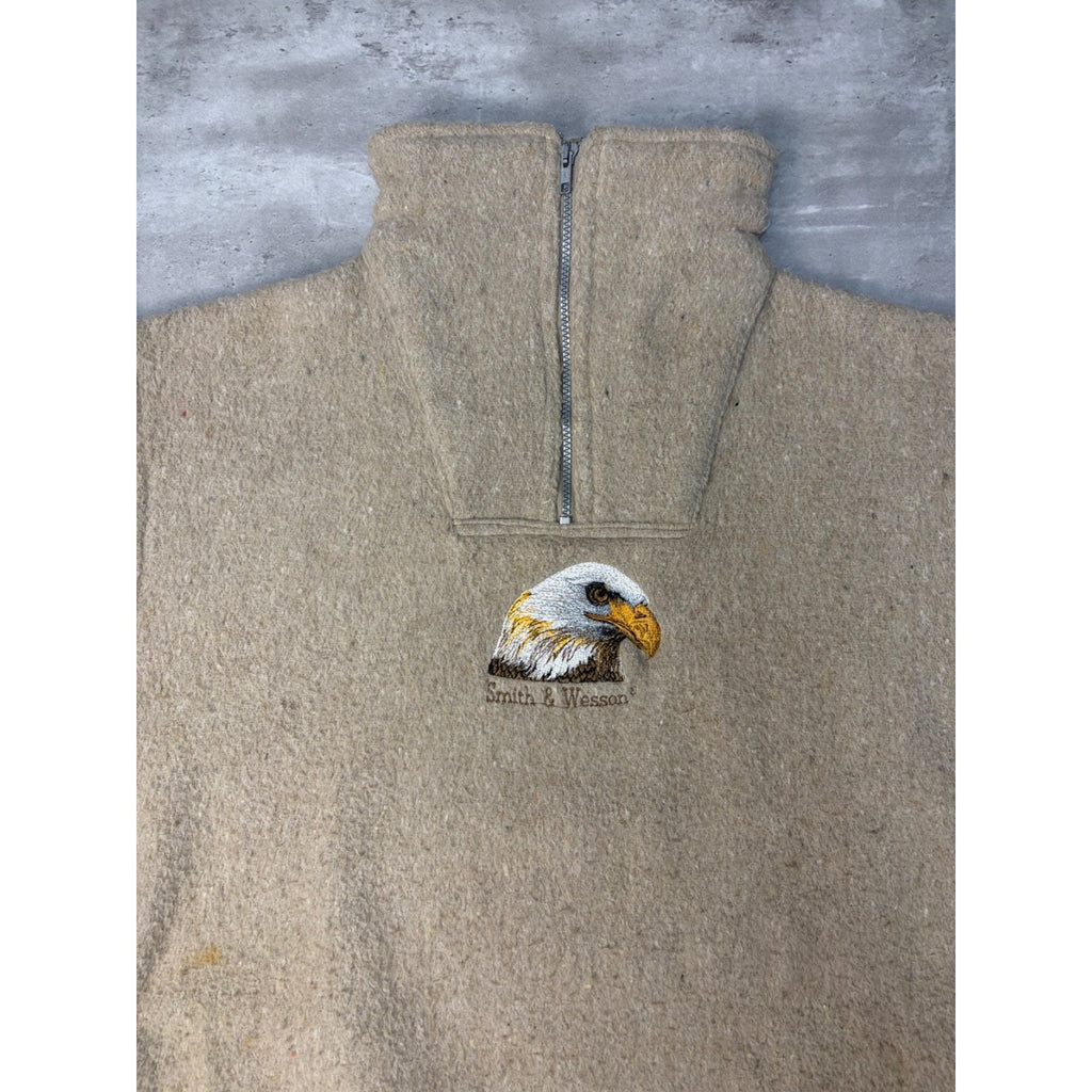 Vintage 90s Smith & Wesson Embroidered Eagle 1/4 Zip Fleece Sweatshirt Sz Large
