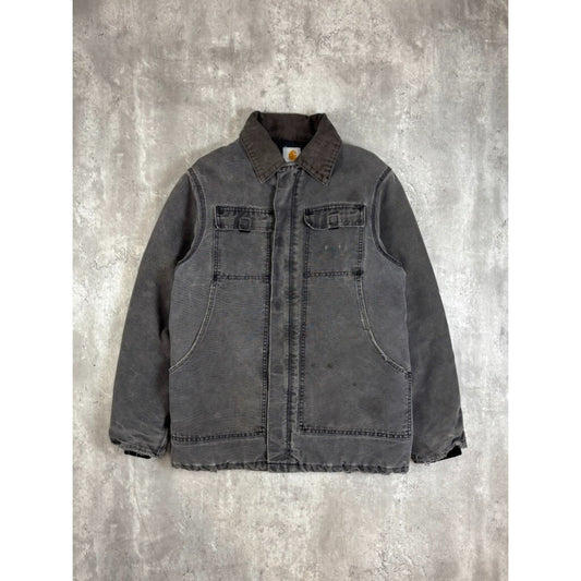Vintage Carhartt Quilted Lined Canvas Workwear Arctic Jacket Size Large Gray