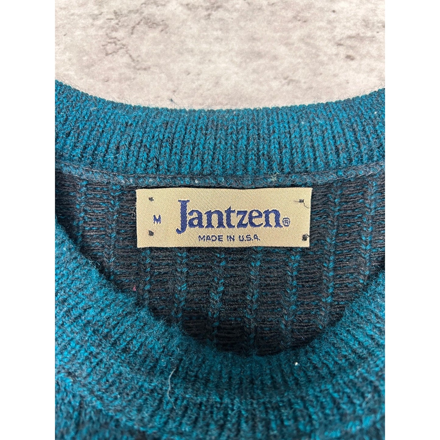 Vintage 90s Jantzen Abstract Print Striped Pullover Knit Sweater Size Medium