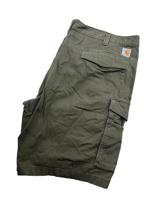 Vintage Carhartt Canvas Workwear Cargo Shorts Size 44 Green