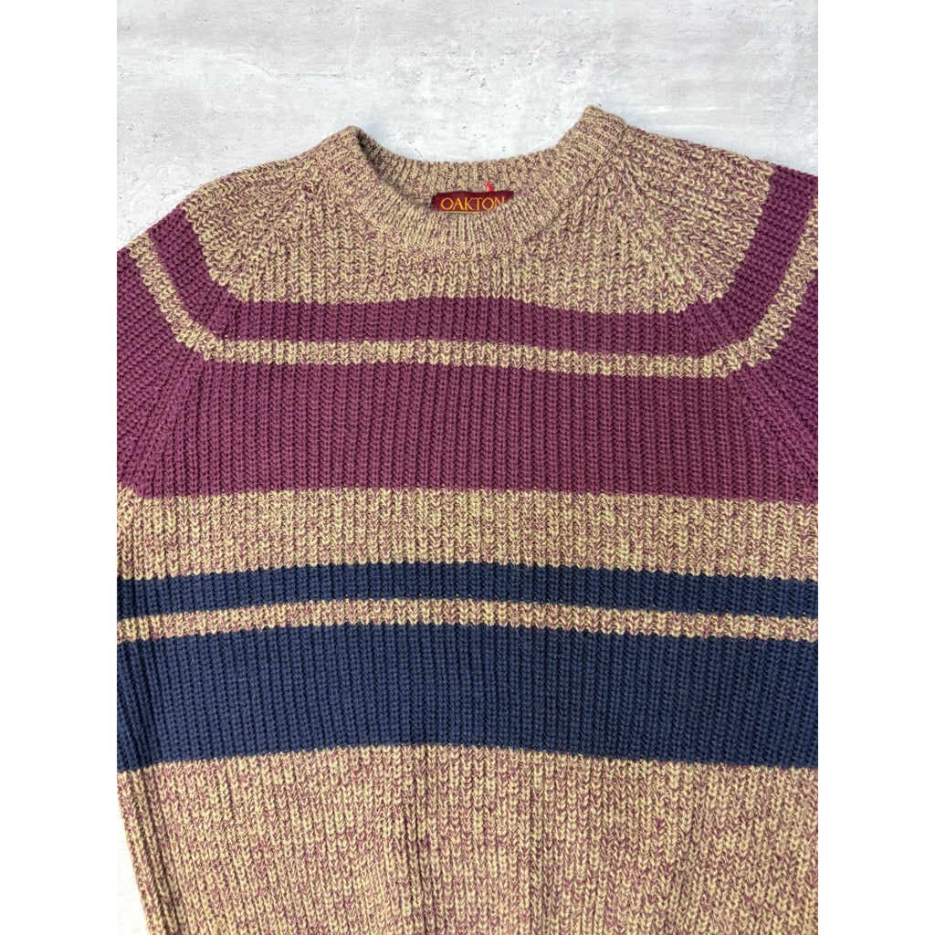 Vintage 90s Oakton Striped Pullover Knit Sweater Size Medium