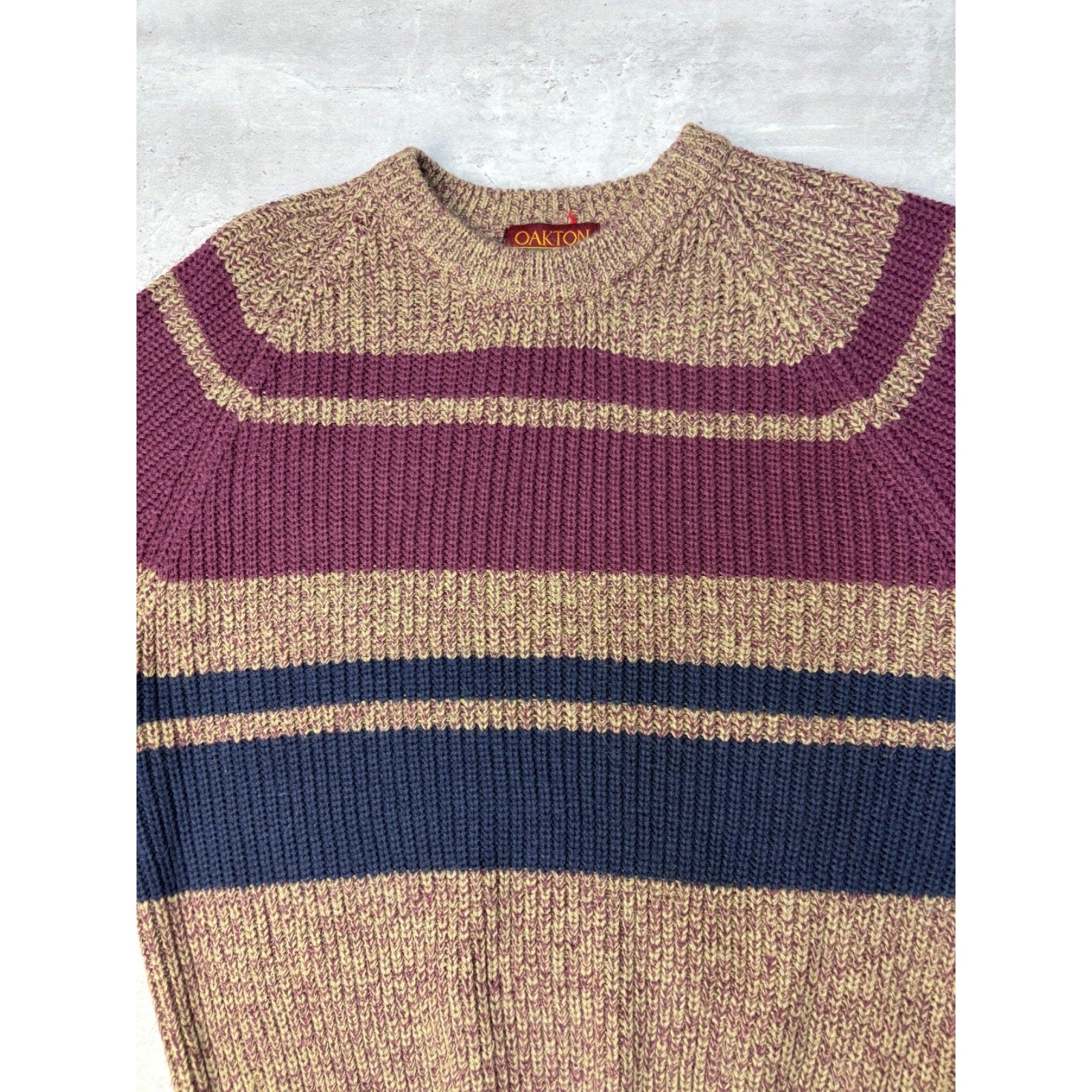 Vintage 90s Oakton Striped Pullover Knit Sweater Size Medium