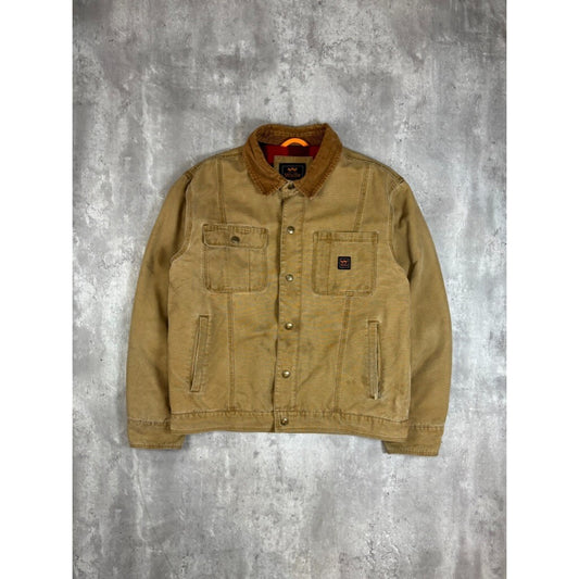 Vintage Walls Plaid Lined Canvas Workwear Trucker Jacket Size Large Beige