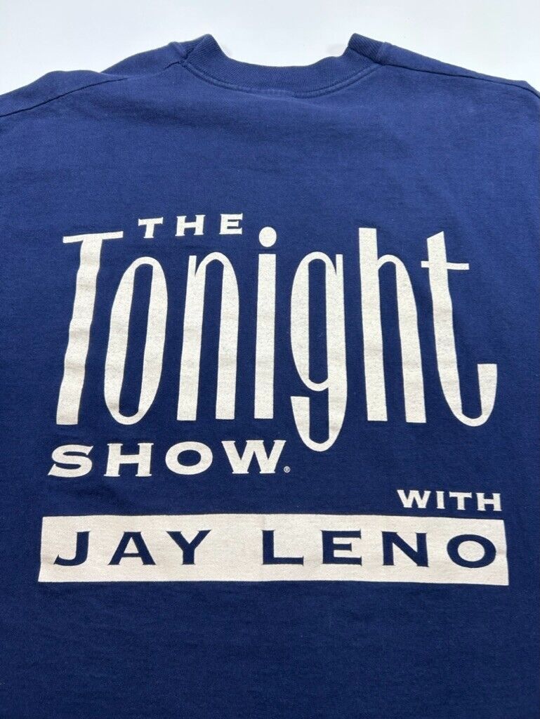 Vintage 90s The Tonight Show With Jay Leno TV Show Promo T-Shirt Size Large Blue