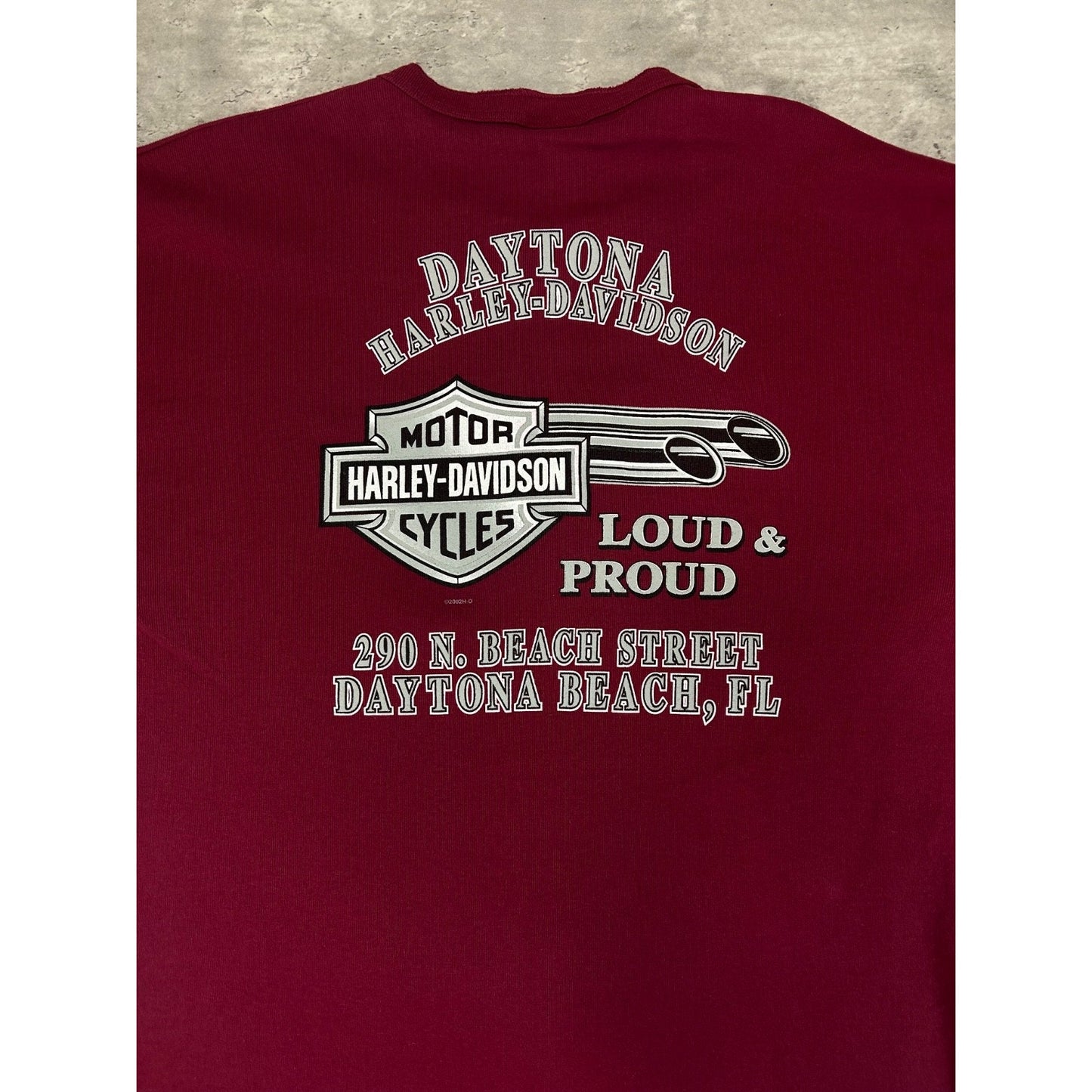 Vintage Harley Davidson 1/4 Button Spellout Graphic Long Sleeve T-Shirt Sz Large