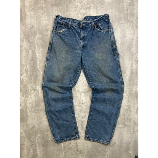 Vintage Dickies Medium Wash Denim Workwear Carpenter Pants Size 35