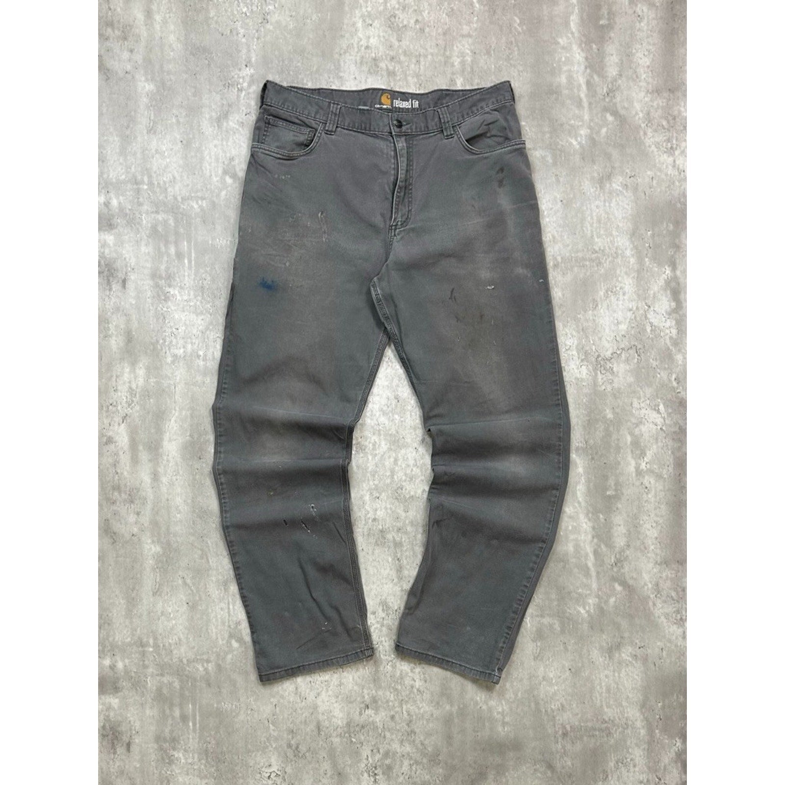 Vintage Carhartt Relaxed Fit Canvas Workwear Gray Five Pocket Pants Size 35