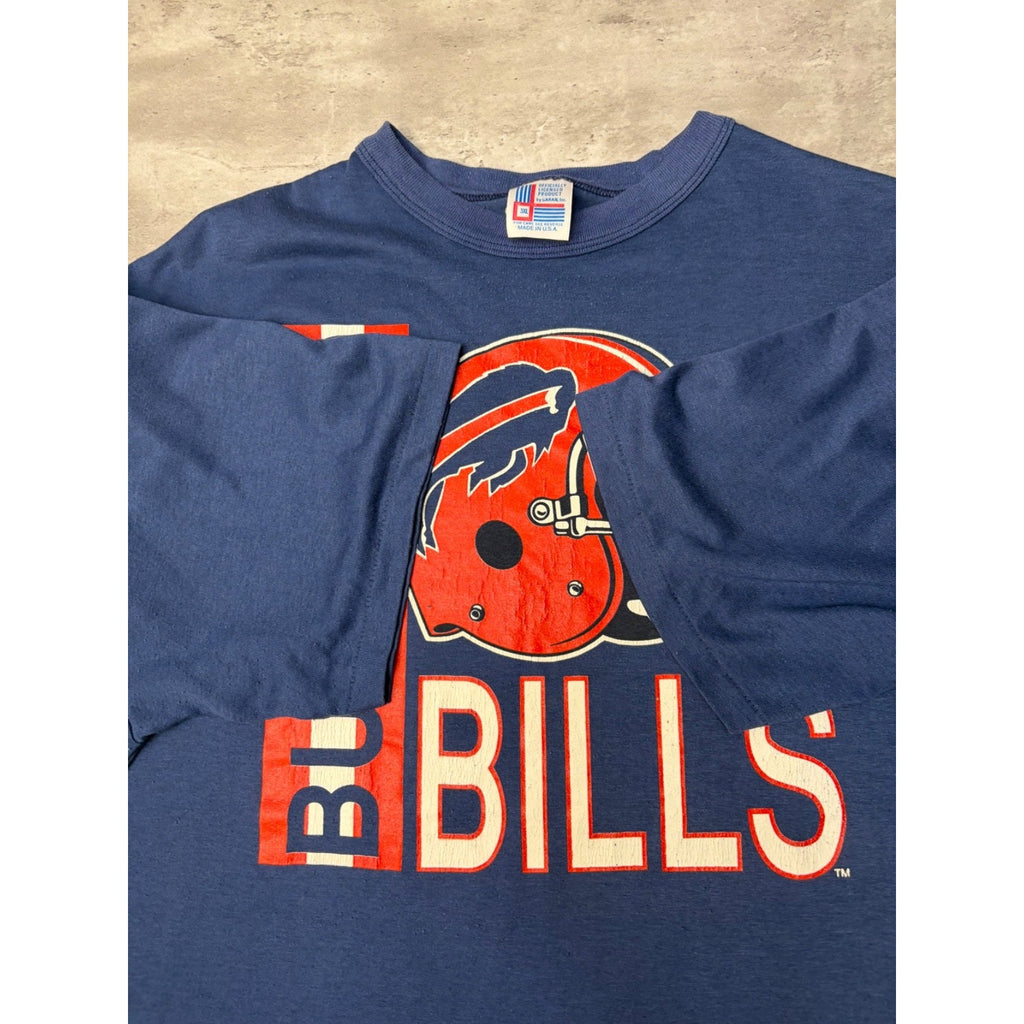 Vintage 90s Buffalo Bills NFL Helmet Graphic Spellout T-Shirt Size 3XL