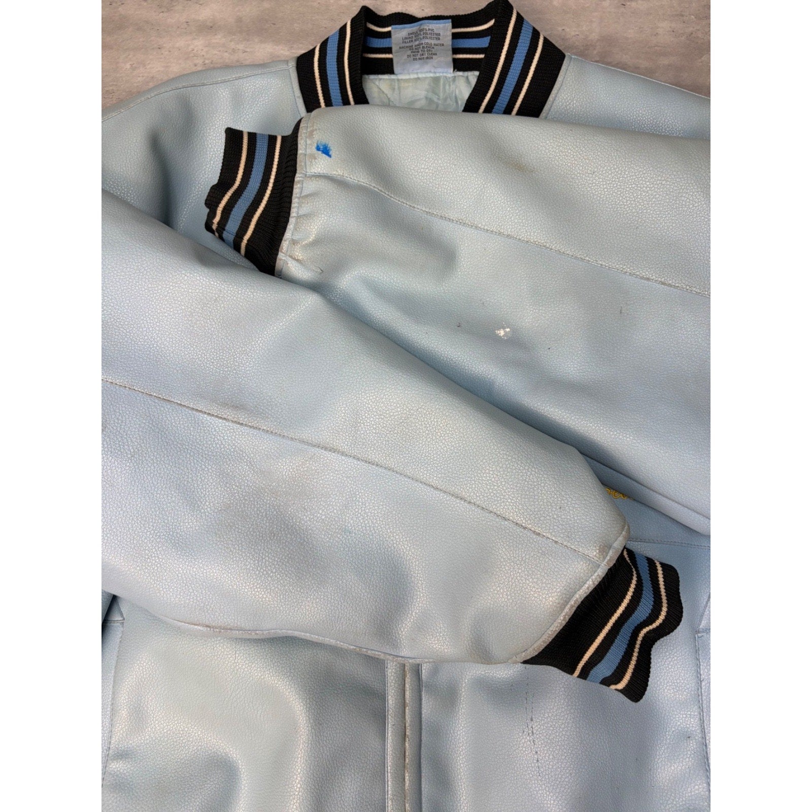 Vintage Y2K Southpole Embroidered Spellout Leather Bomber Jacket Size XL