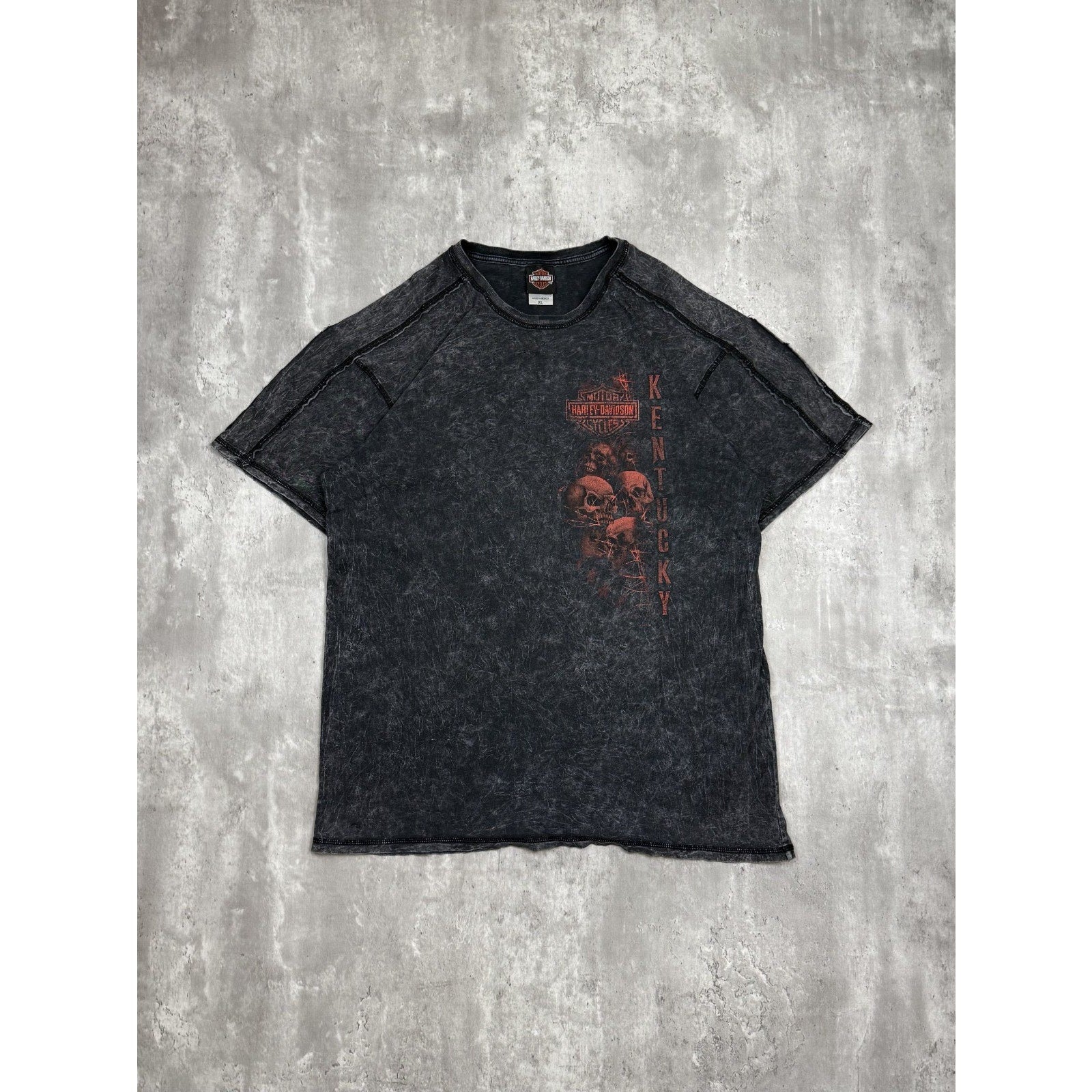 Vintage Harley Davidson Skull Graphic Spellout T-Shirt Size XL
