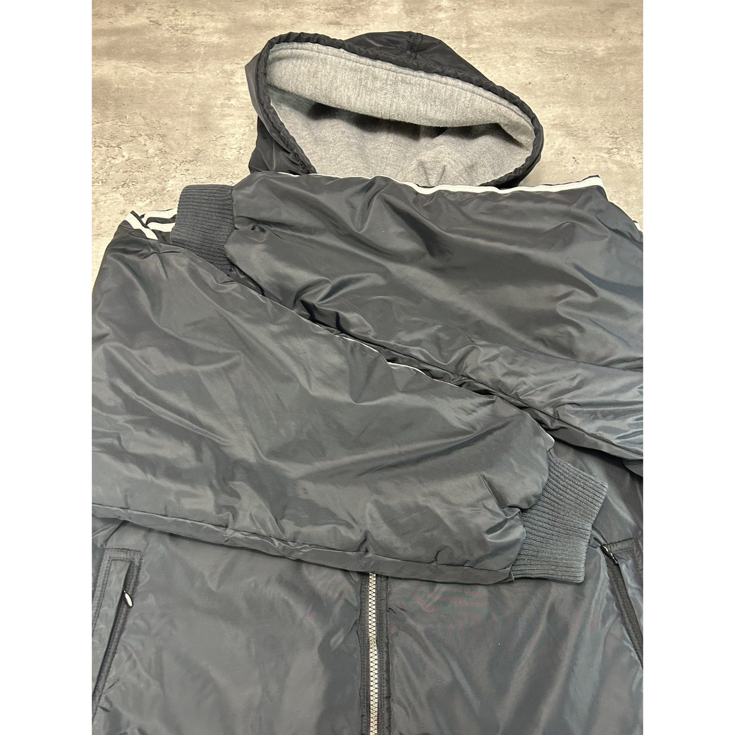 Vintage 90s Adidas Embroidered Logo Full Zip Reversible Hooded Jacket Size Large