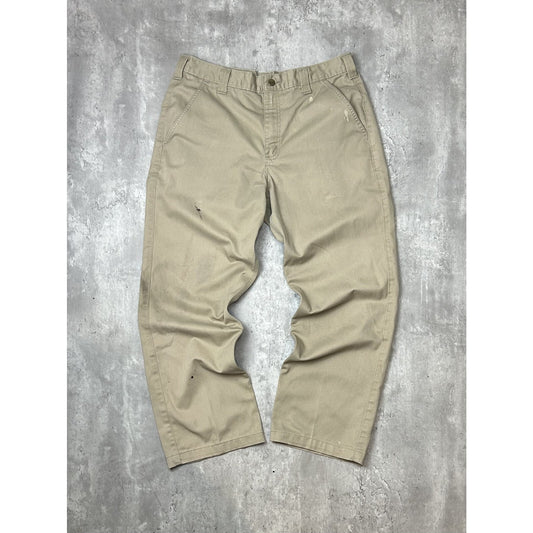 Vintage Carhartt Blended Twill Khaki Workwear Chino Pants Size 36 Beige