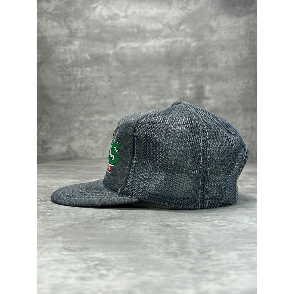 Vintage 90s Bass Angler Fishing Spellout Graphic Trucker Snapback Hat OSFA