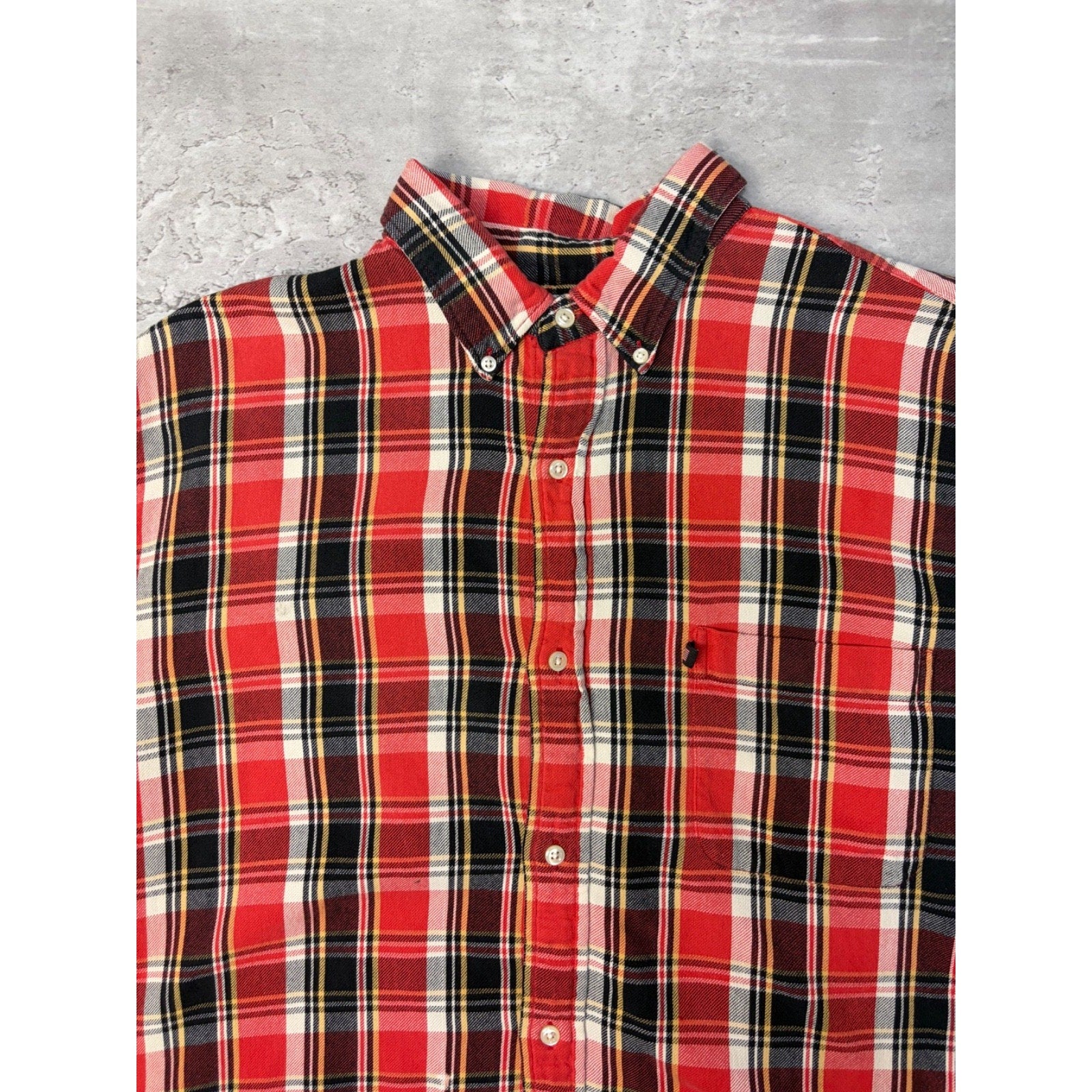 Vintage Polo Ralph Lauren Single Pocket Plaid Cropped Button Up Shirt Size XL