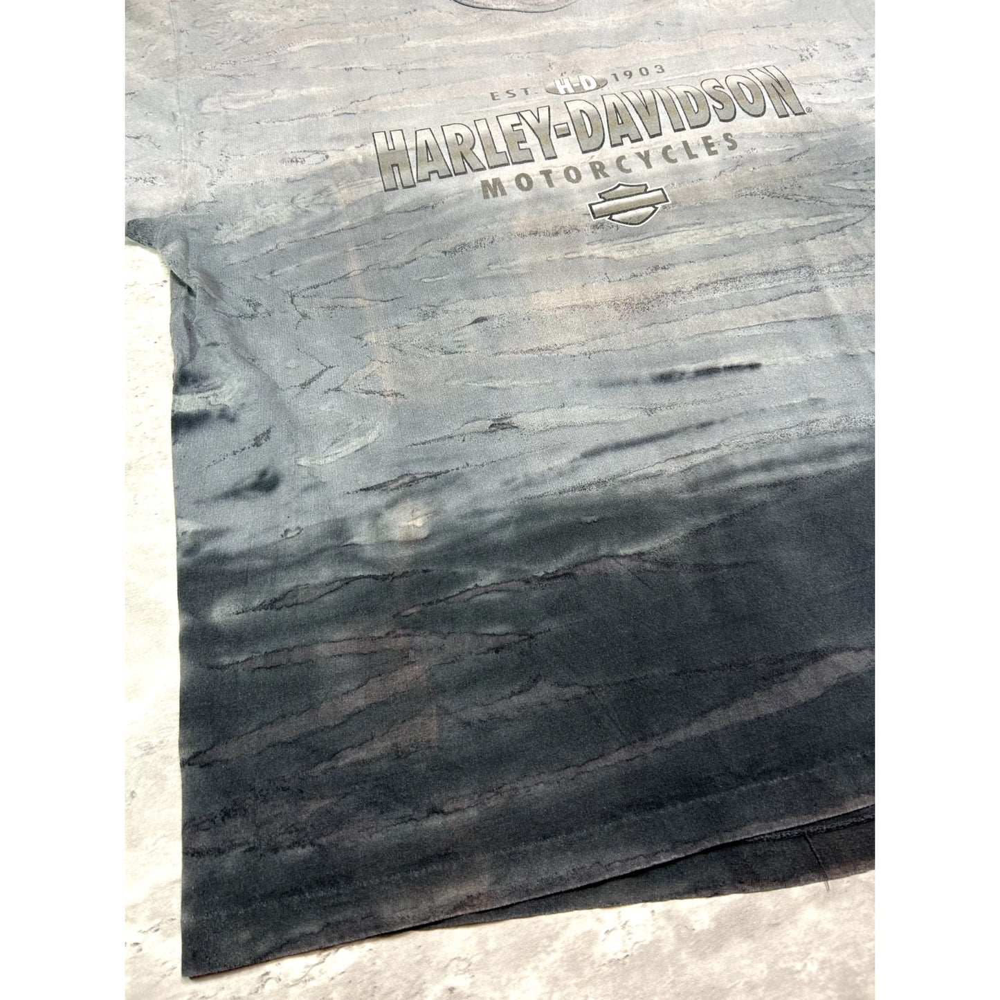 Vintage 90s Harley Davidson Motorcycles Gradient Tye Dye T-Shirt Size XXL