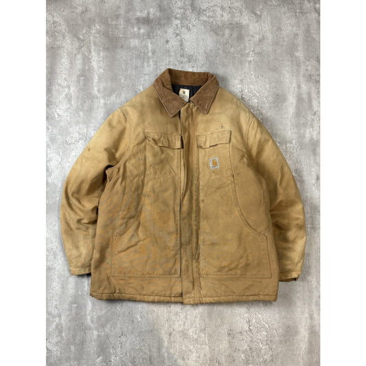 Vintage Carhartt Insulated Canvas Workwear Arctic Jacket Size XL Beige