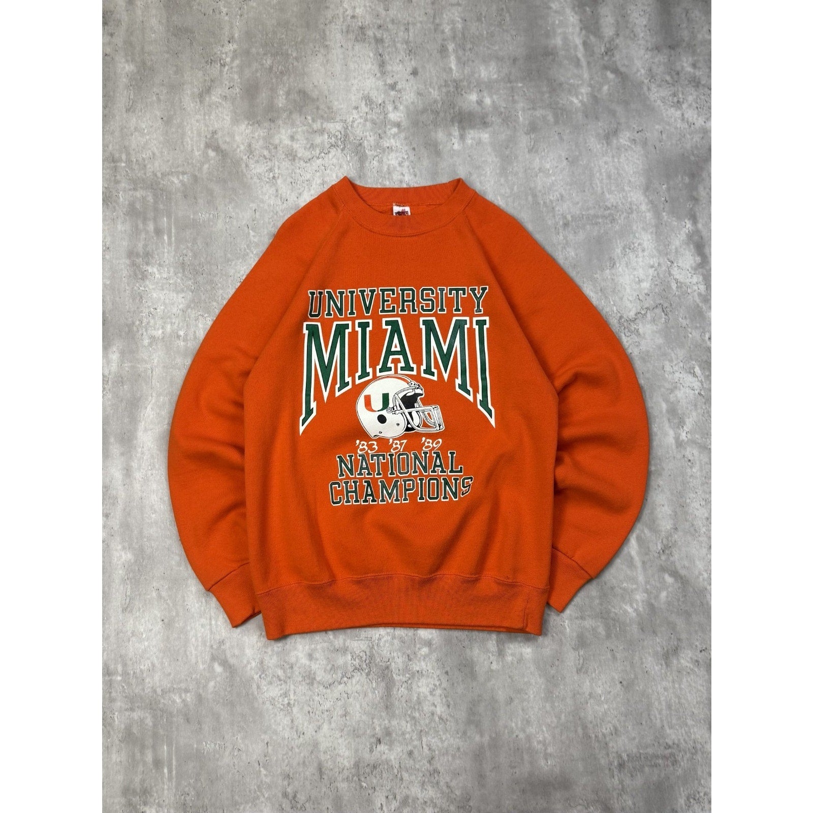Vintage 1989 Miami Hurricanes NCAA National Champs Football Sweatshirt Sz Large