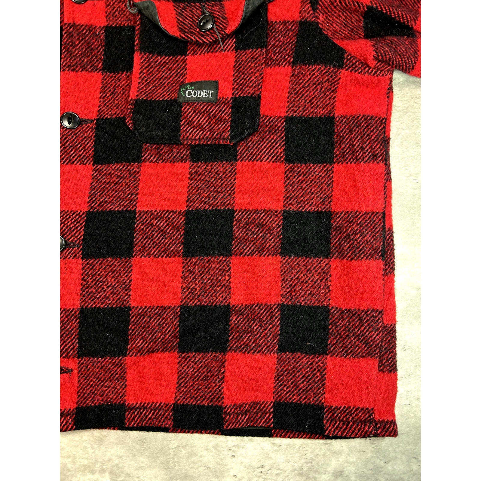 Vintage 80s/90s Codet Buffalo Plaid Heavy Flannel Jacket Size XL