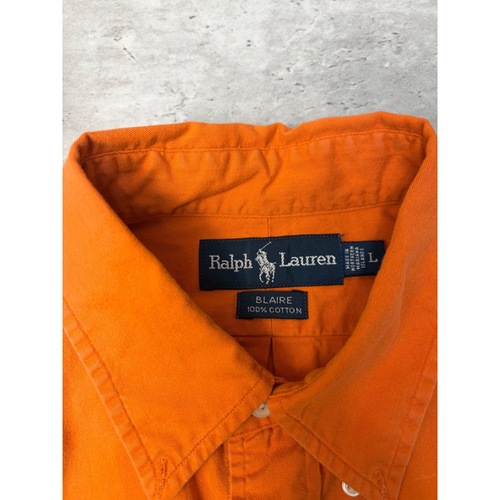 Vintage Polo Ralph Lauren Embroidered Pony Cropped Button Up Shirt Size Large