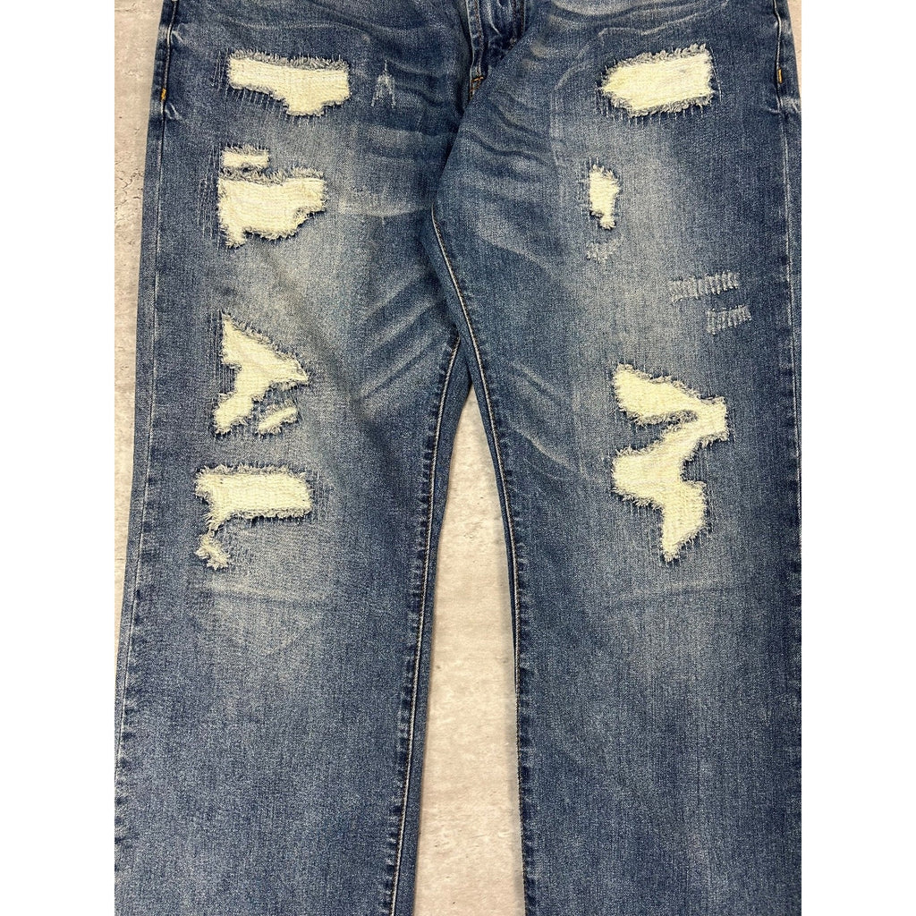 Vintage Y2K Parasuco Frayed Distressed Medium Wash Denim Pants Size 38