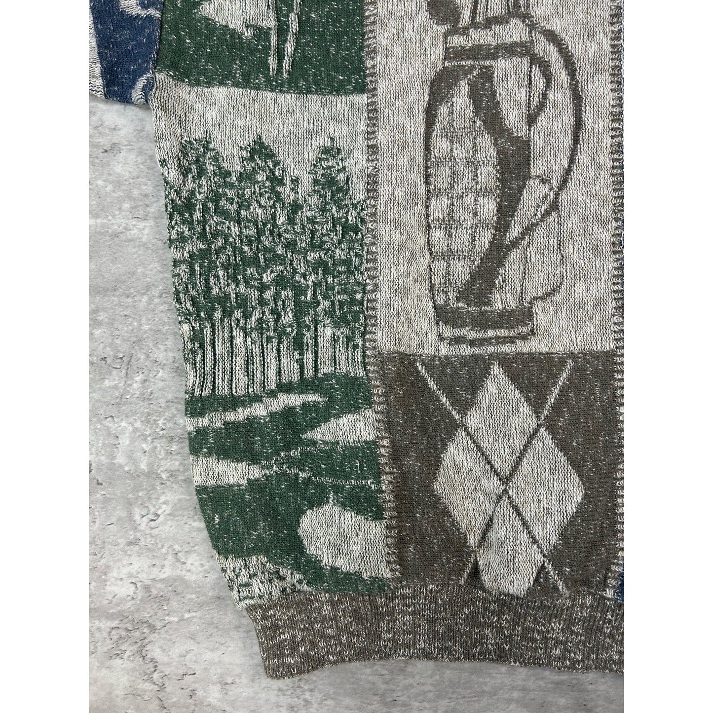 Vintage 90s Shenandoah Golf All Over Print Graphic Knit Sweater Size Medium