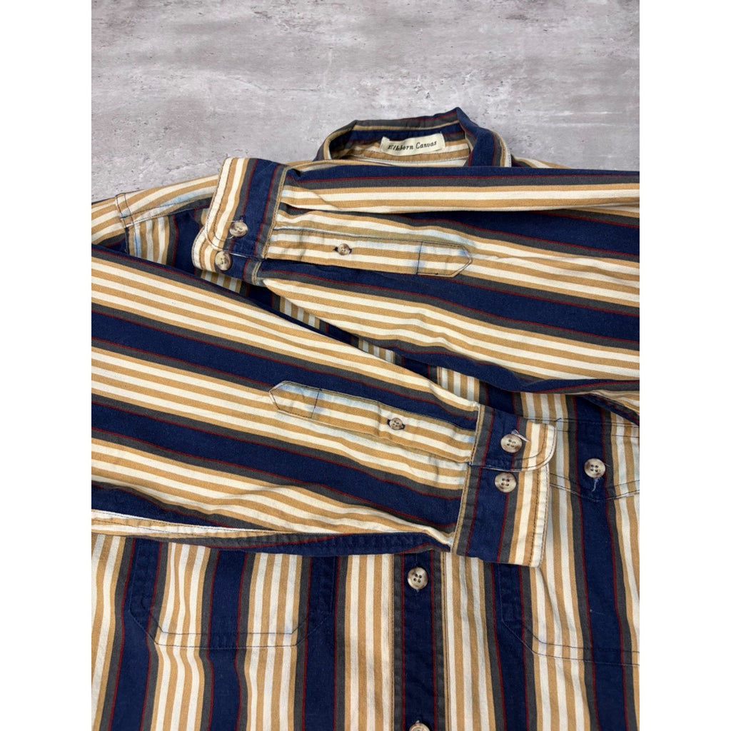 Vintage Eddie Bauer Striped Print Long Sleeve Button Up Shirt Size Small