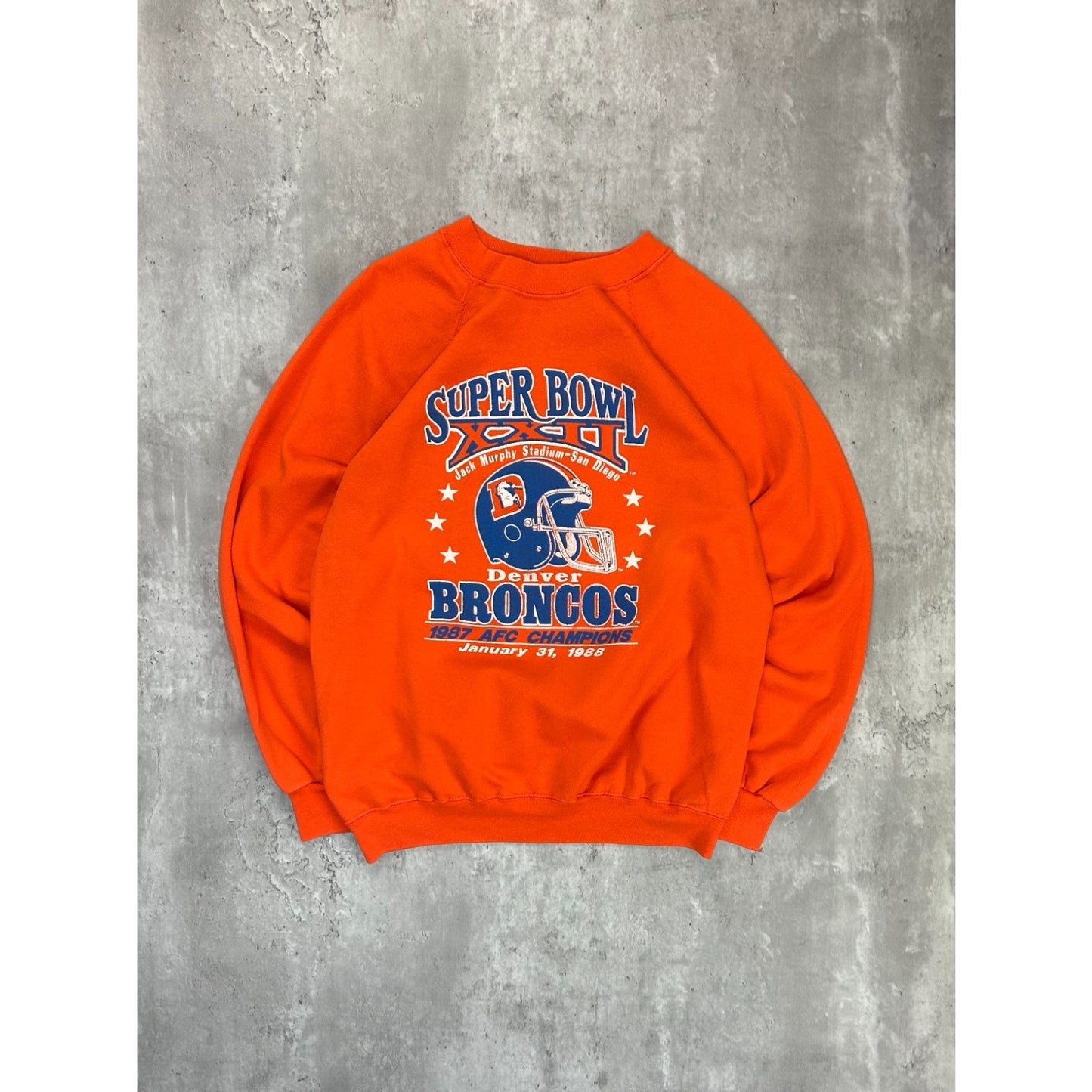 Vintage 1987 Denver Broncos NFL AFC Champs Super Bowl Graphic Sweatshirt Medium
