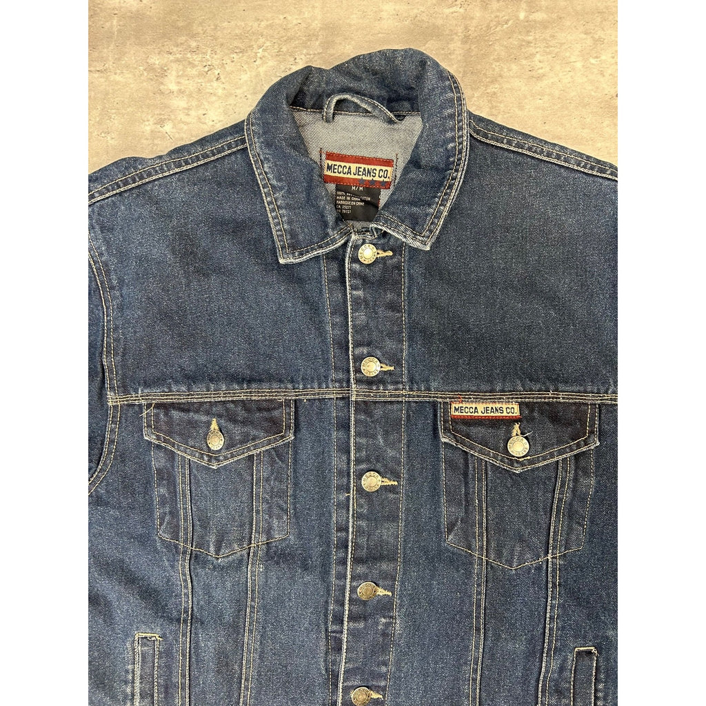 Vintage Y2K Mecca Jeans Dark Wash Denim Trucker Jacket Size Medium
