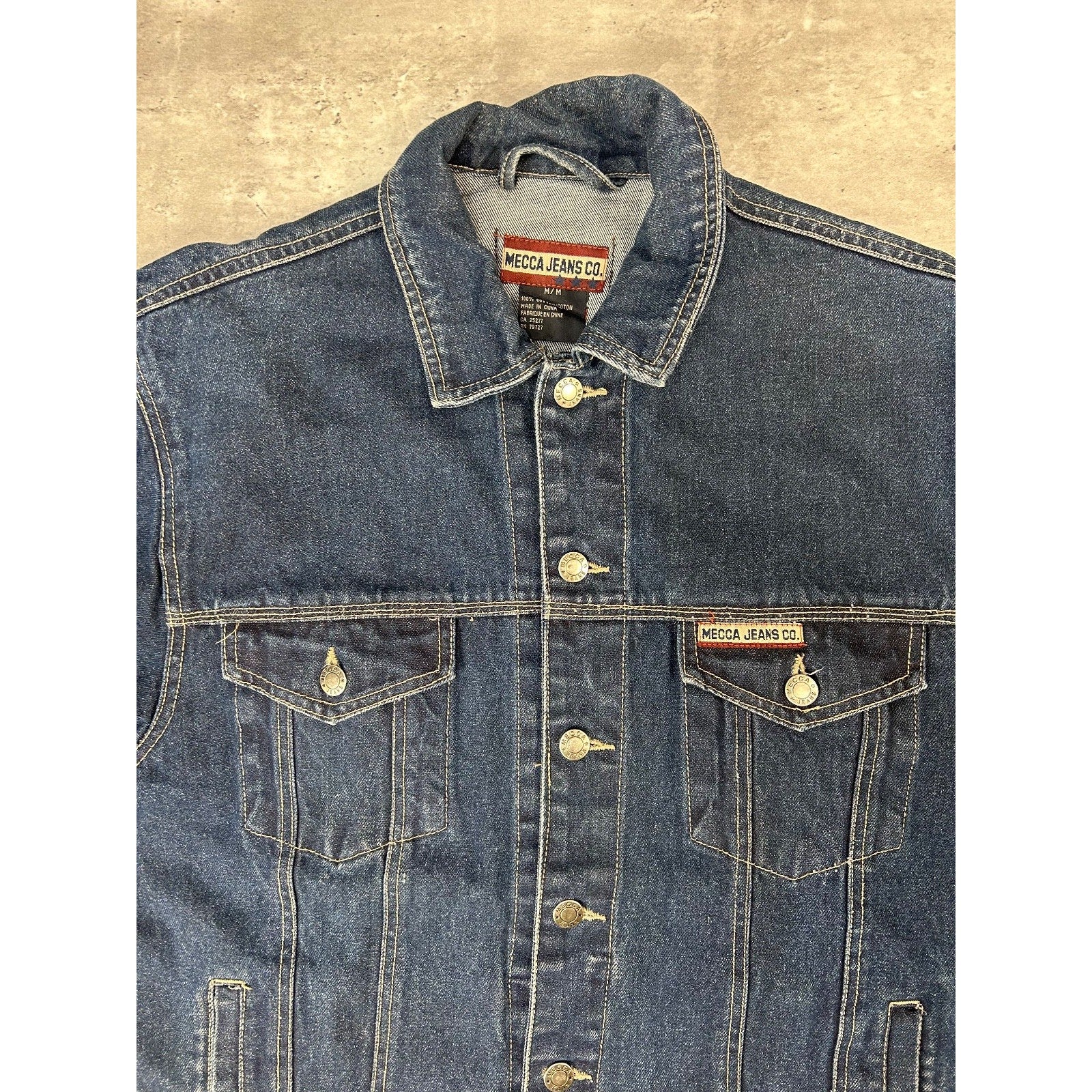 Vintage Y2K Mecca Jeans Dark Wash Denim Trucker Jacket Size Medium