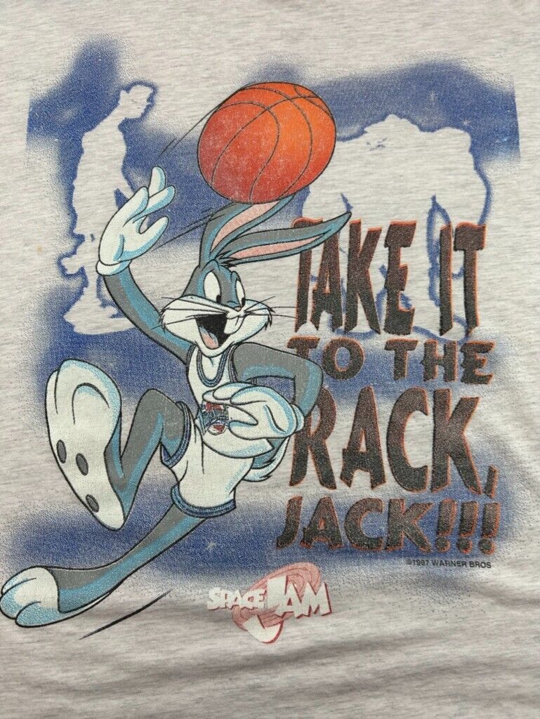 Vintage 1997 Space Jam Take It To The Rack Bugs Bunny Basketball T-Shirt Size XL