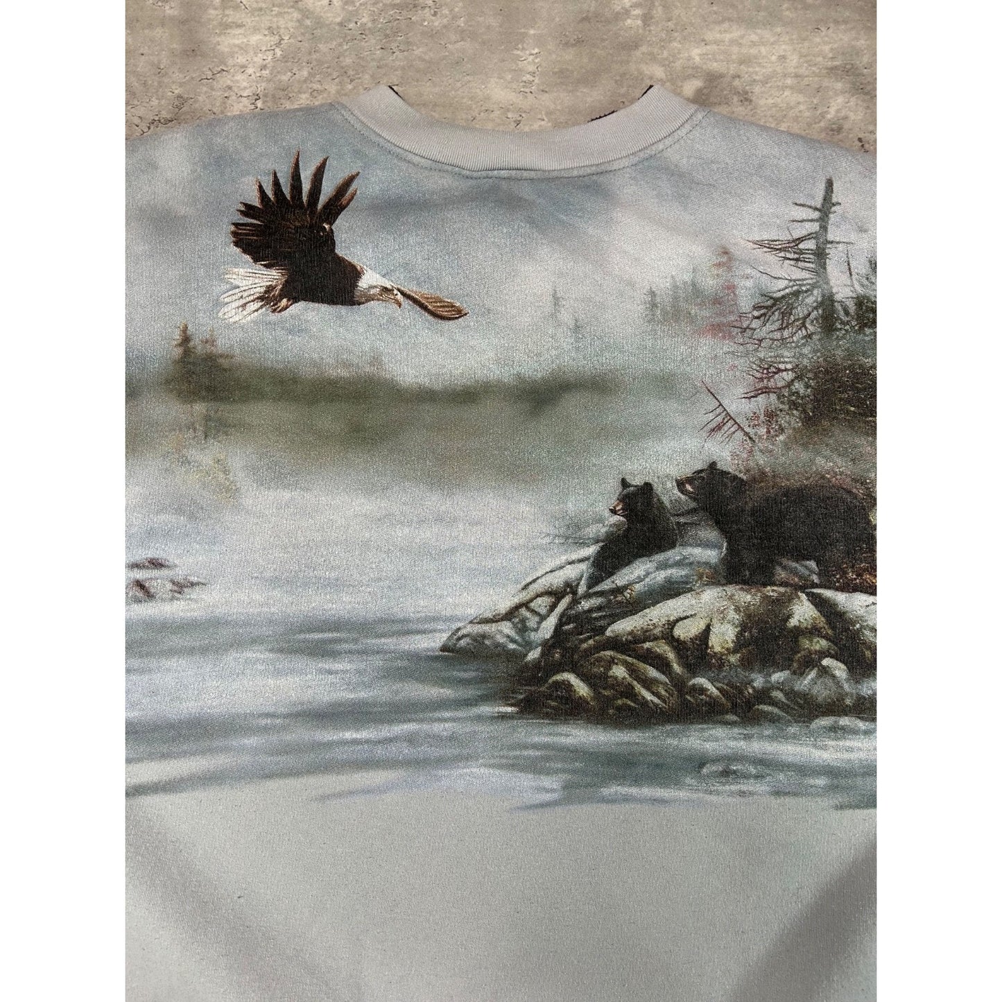 Vintage 90s Nature Animal Graphic All Over Print Sweatshirt Size 2XL Gray