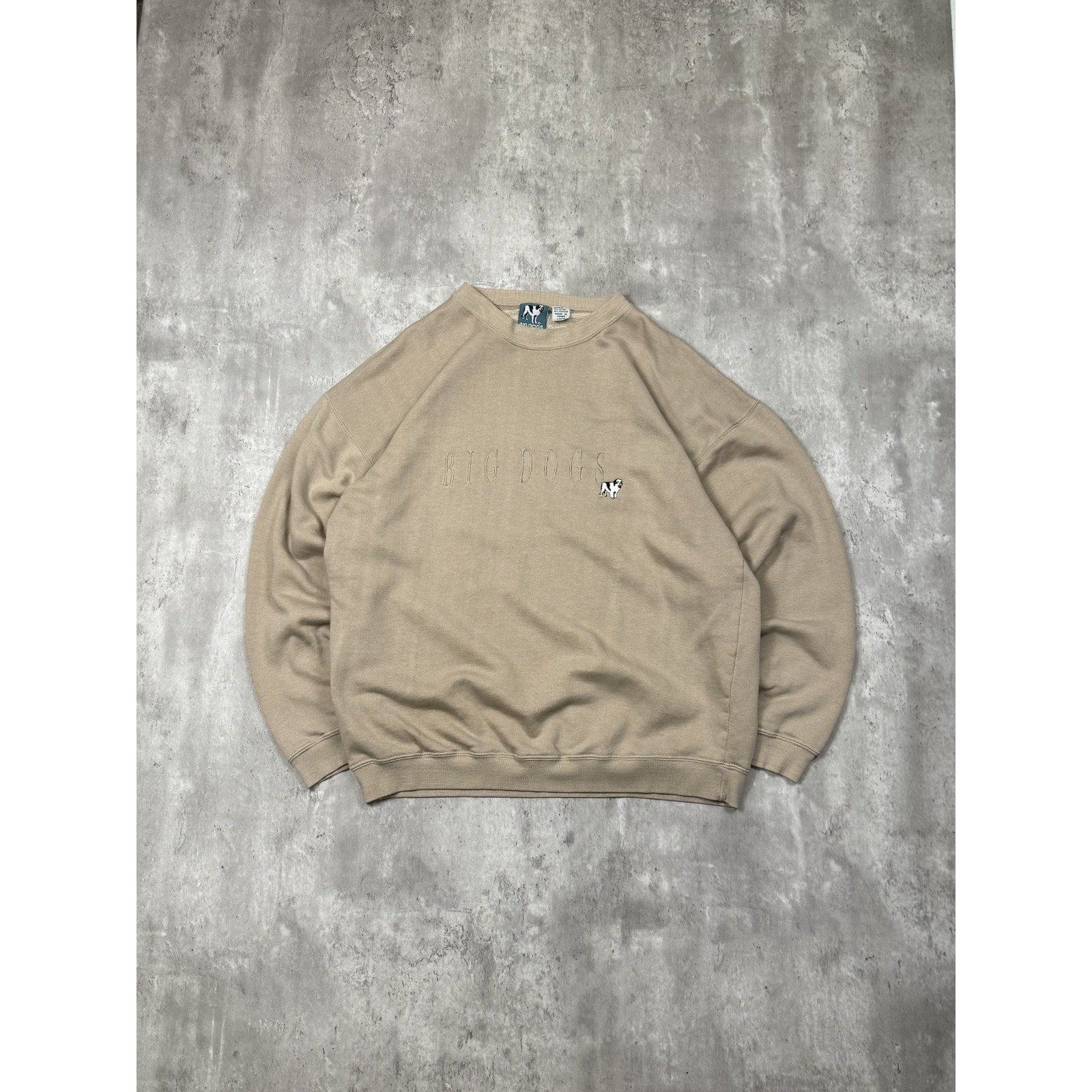 Vintage 90s Big Dogs Embroidered Spellout Logo Tonal Sweatshirt Size Large